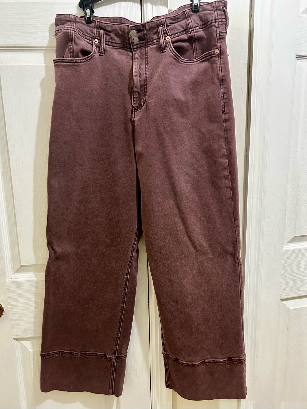 Dear John Holly Straight-Leg Maroon Jeans with Statement Cuff Women’s Waist 32